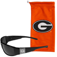 College Etched Chrome Wrap Sunglasses and Bag Set