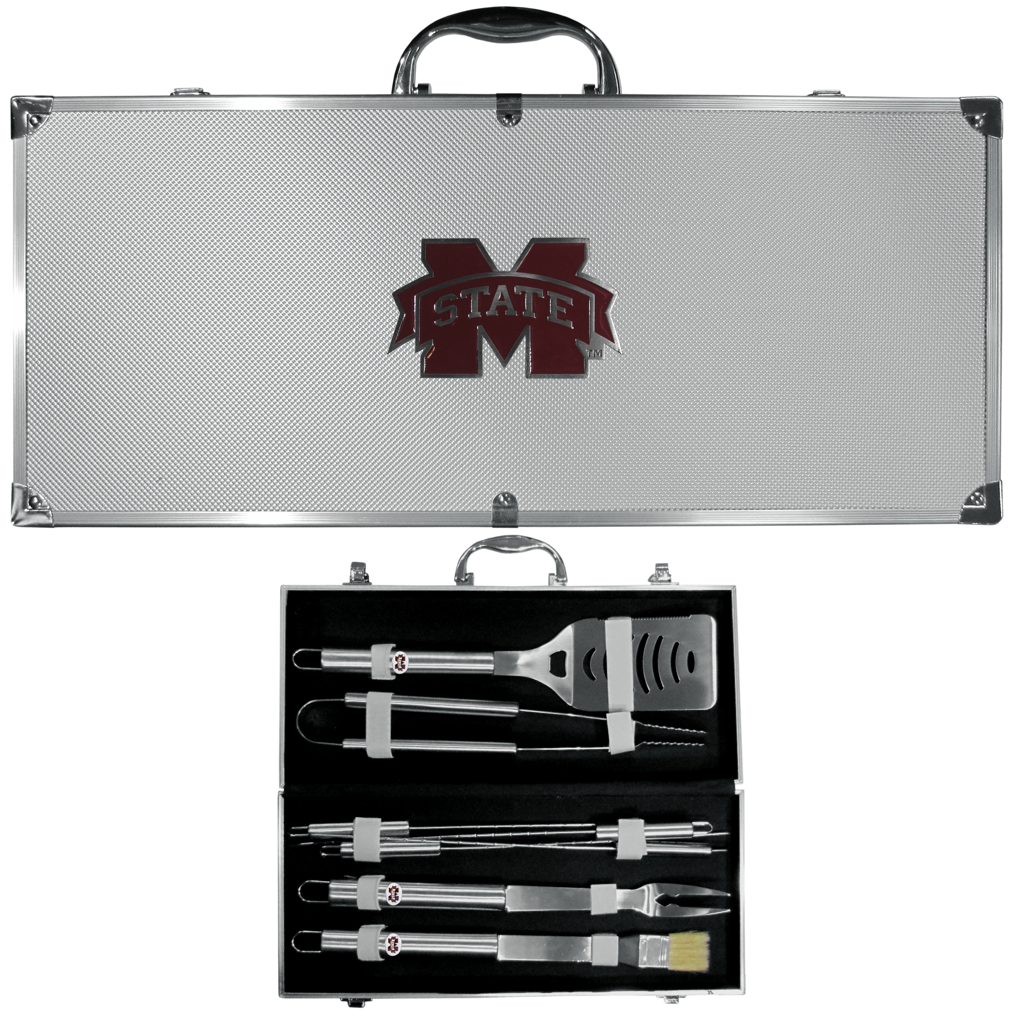 Mississippi St. Bulldogs 8 pc Stainless Steel BBQ Set w/Metal Case    