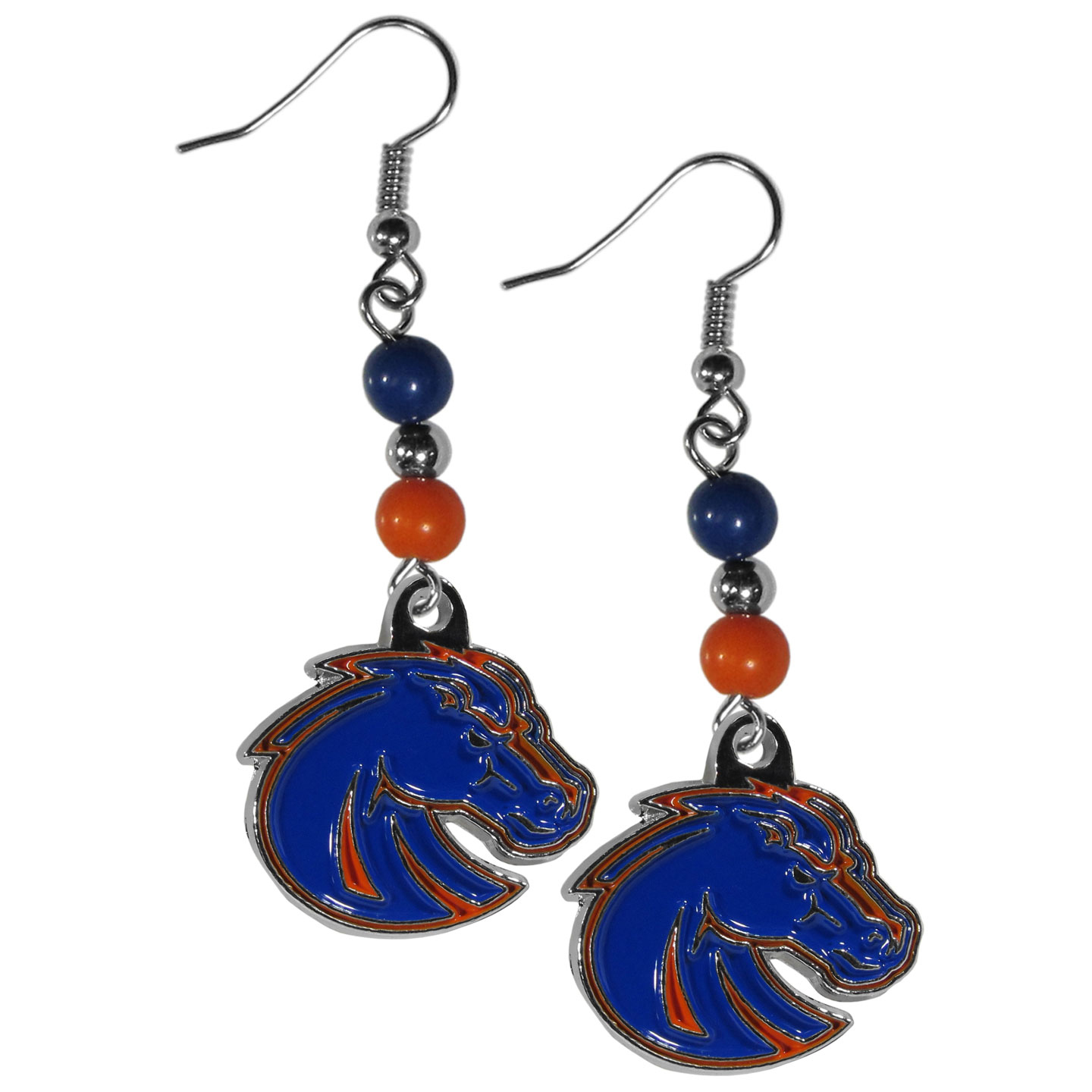 Boise St. Broncos Fan Bead Dangle Earrings