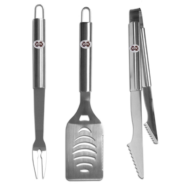 Mississippi St. Bulldogs 3 pc Stainless Steel BBQ Set    