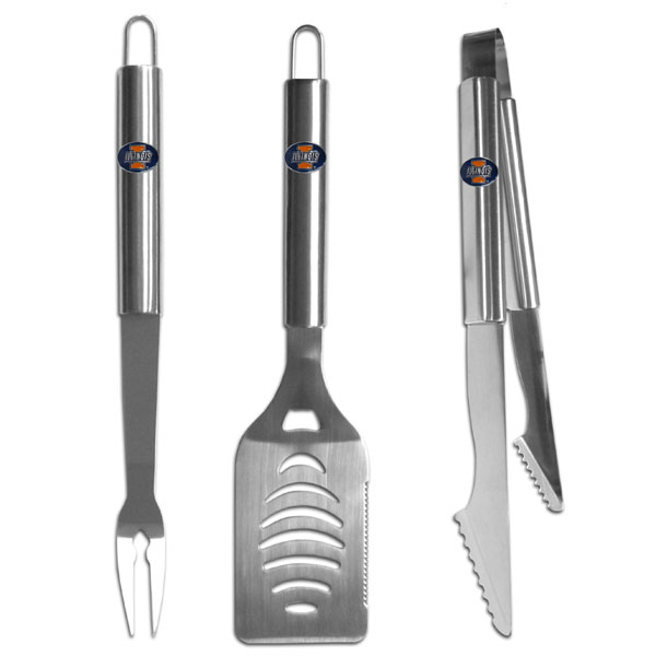 Illinois Fighting Illini 3 pc Stainless Steel BBQ Set    