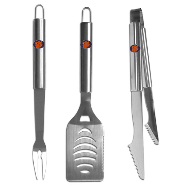 Clemson Tigers 3 pc Stainless Steel BBQ Set    