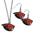 Oregon St. Beavers Dangle Earrings and Chain Necklace Set