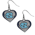 N. Carolina Tar Heels Heart Dangle Earrings