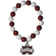 Mississippi St. Bulldogs Fan Bead Bracelet