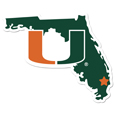 Miami Hurricanes Home State 11 Inch Magnet