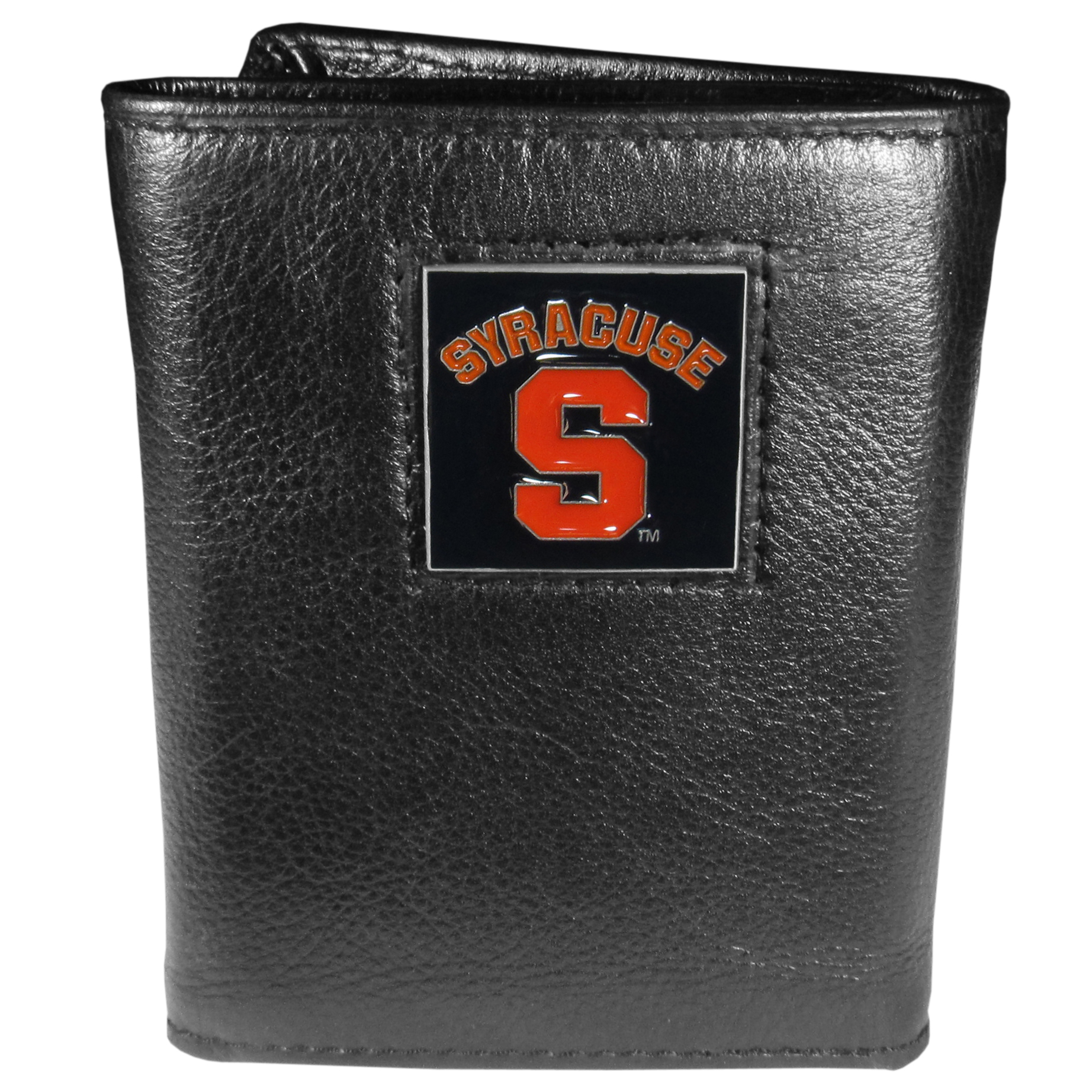 Syracuse Orange Deluxe Leather Tri-fold Wallet Packaged in Gift Box    