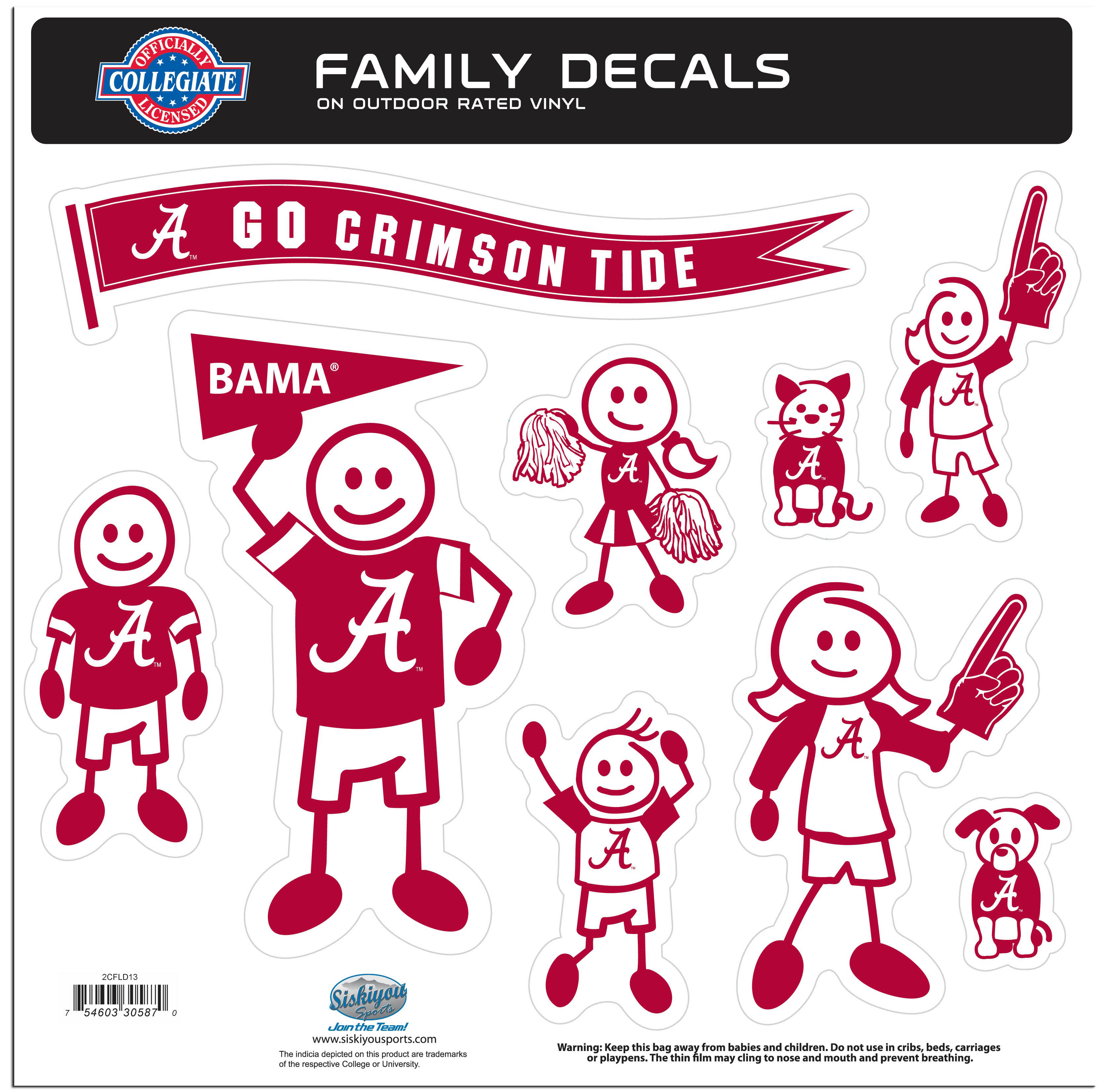 Alabama Crimson Tide Family Decal Set Large    