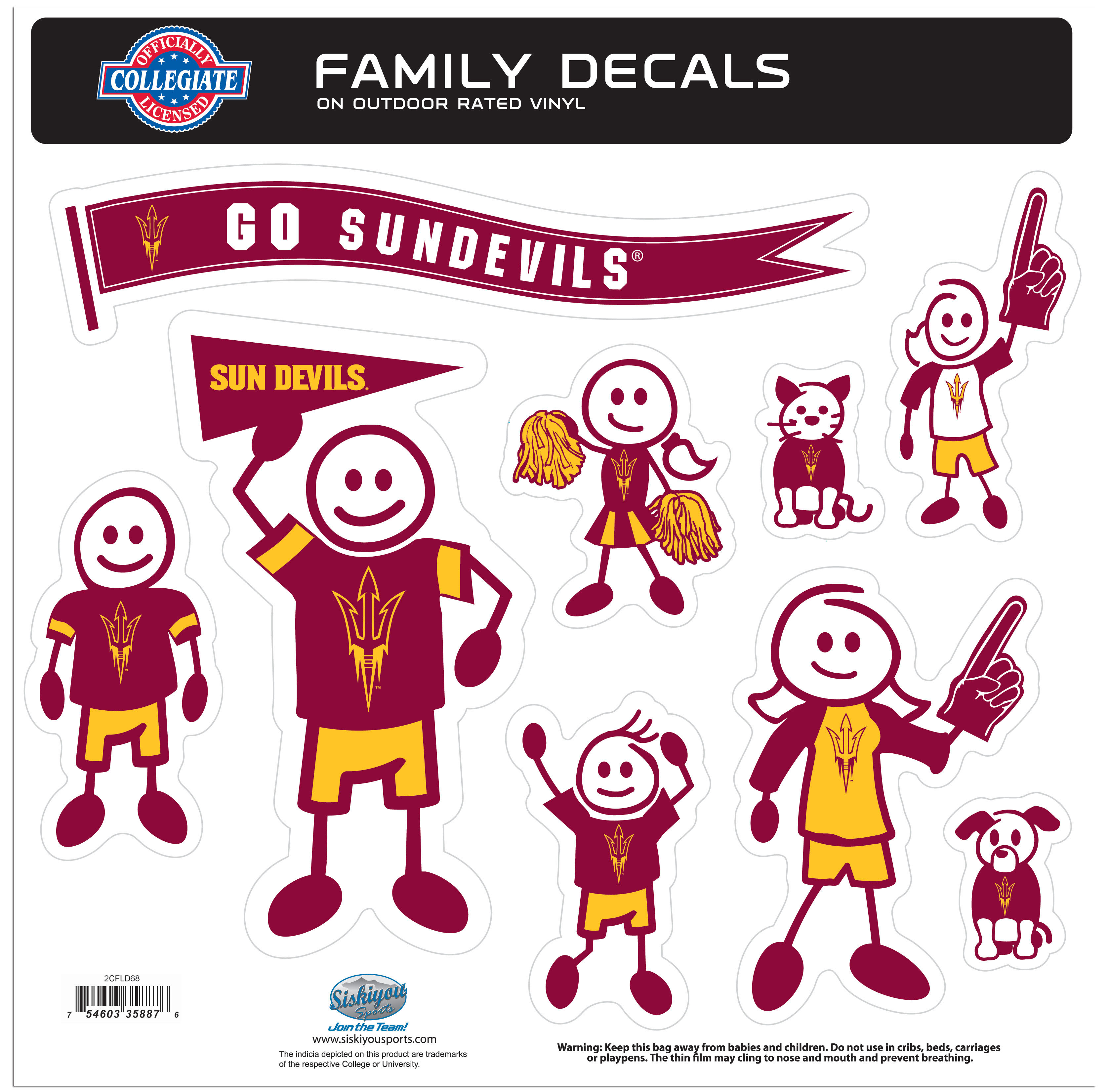 Arizona St. Sun Devils Family Decal Set Large    