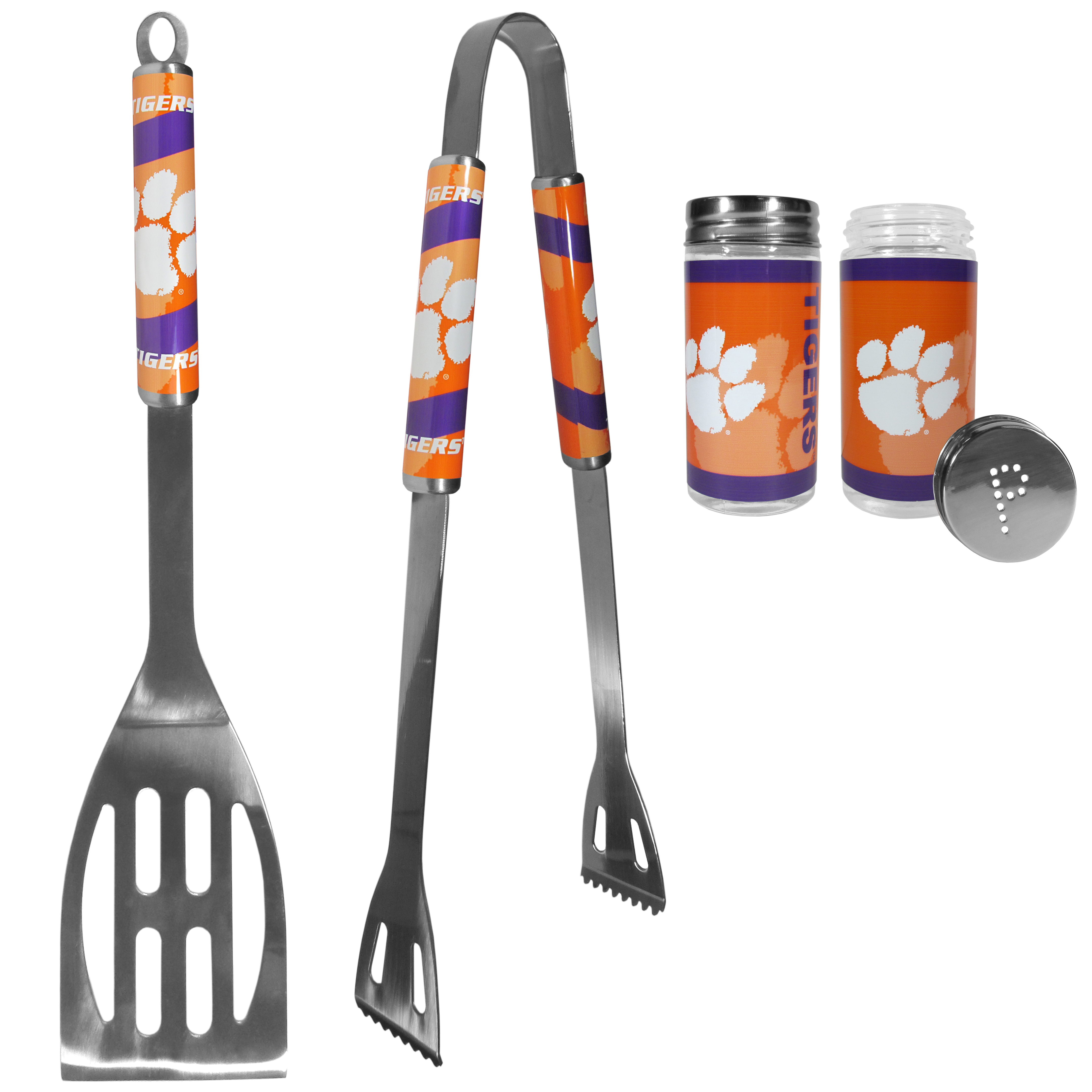 Clemson Tigers 2pc BBQ Set with Tailgate Salt & Pepper Shakers    