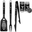 Texas Longhorns 3pc Black BBQ Tools w/Shakers