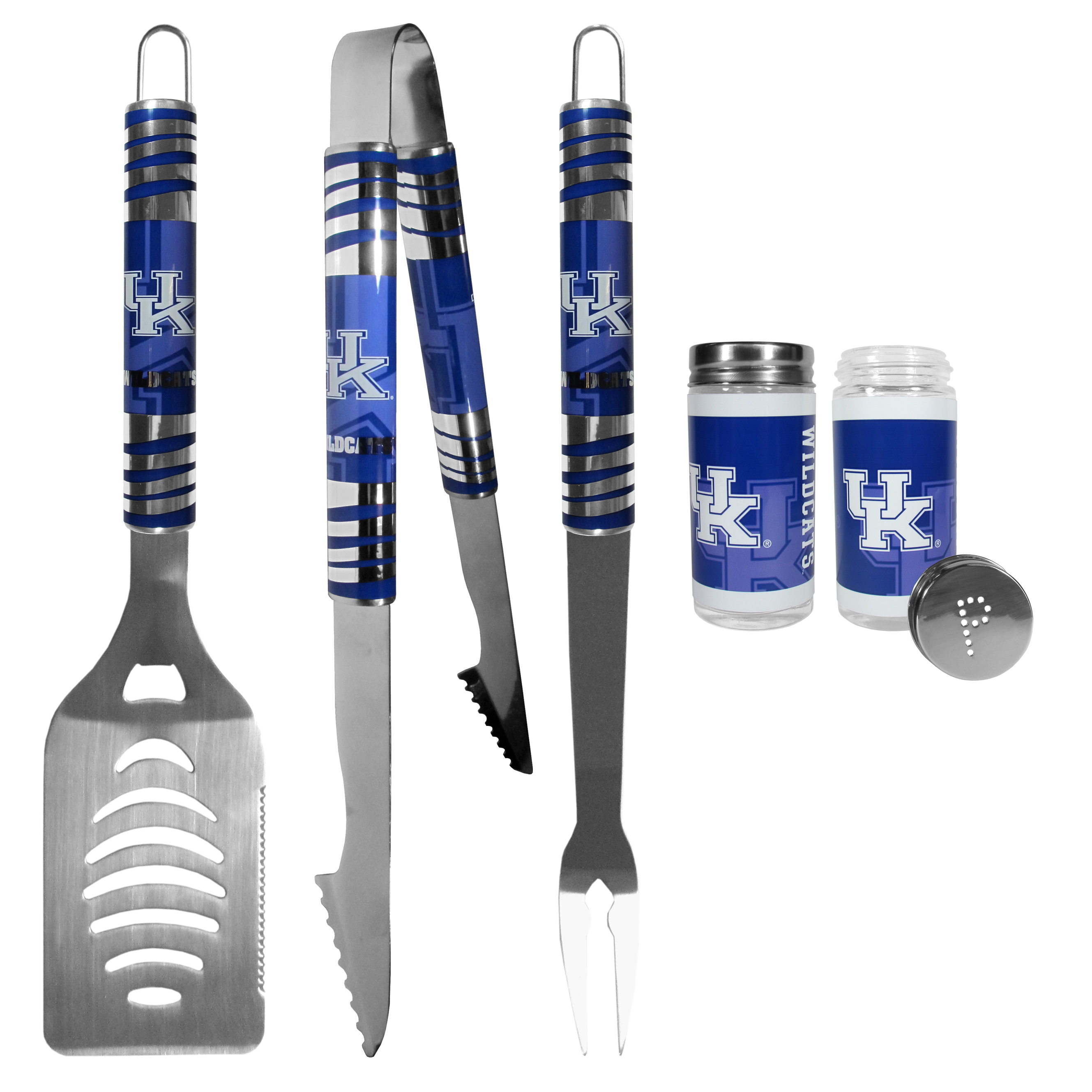 Kentucky Wildcats 3 pc Tailgater BBQ Set and Salt and Pepper Shaker Set    