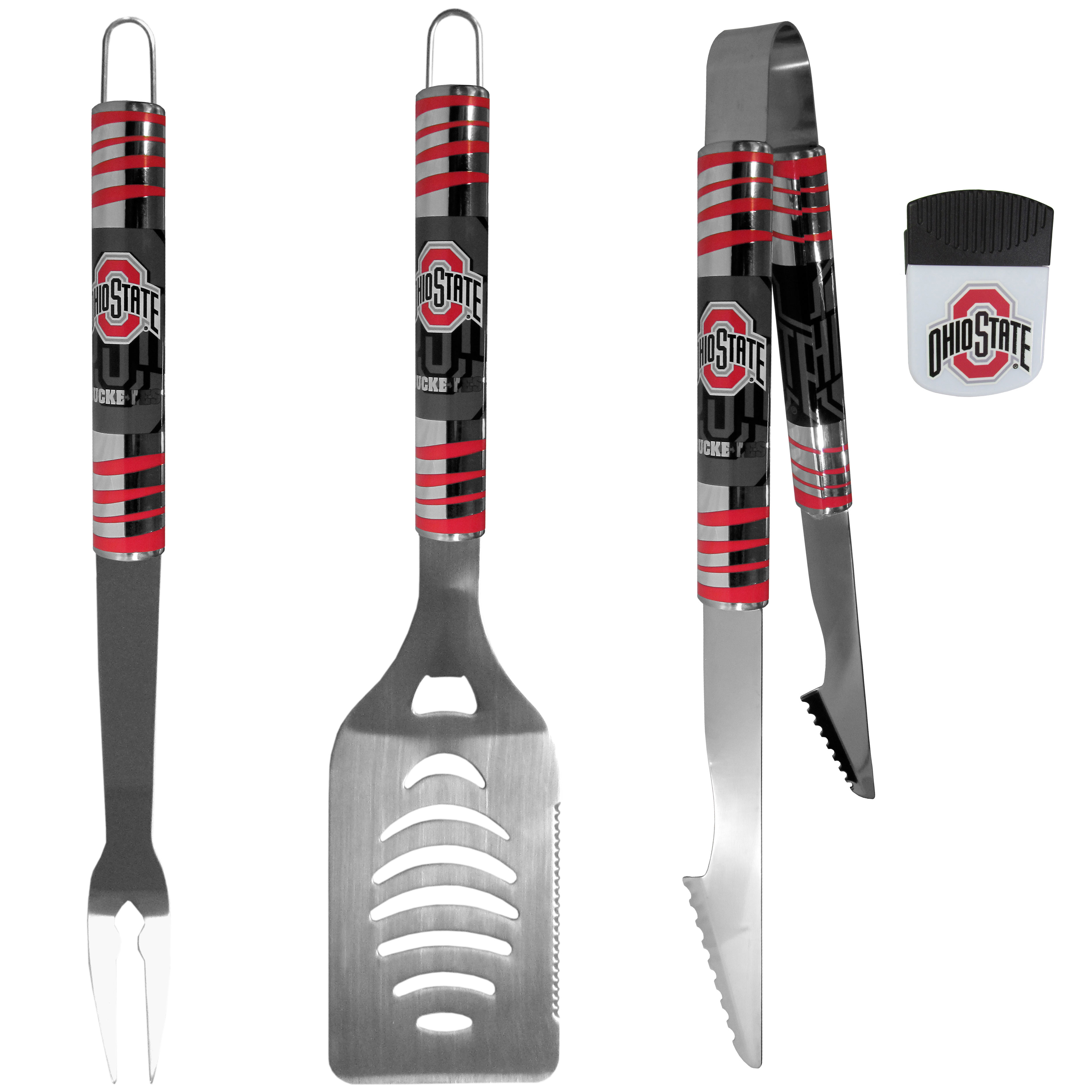 Ohio St. Buckeyes 3 pc BBQ Set and Chip Clip    