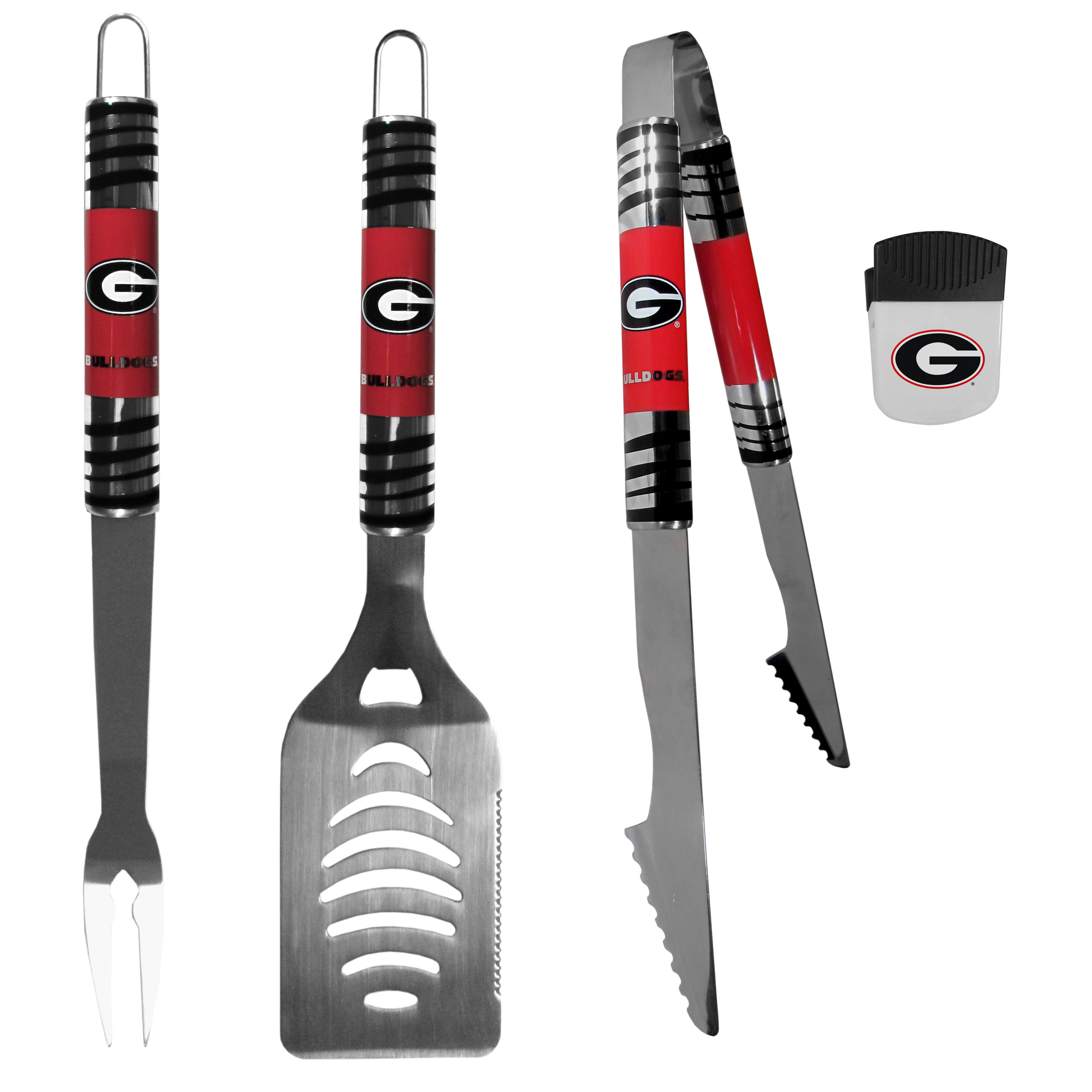 Georgia Bulldogs 3 pc BBQ Set and Chip Clip    