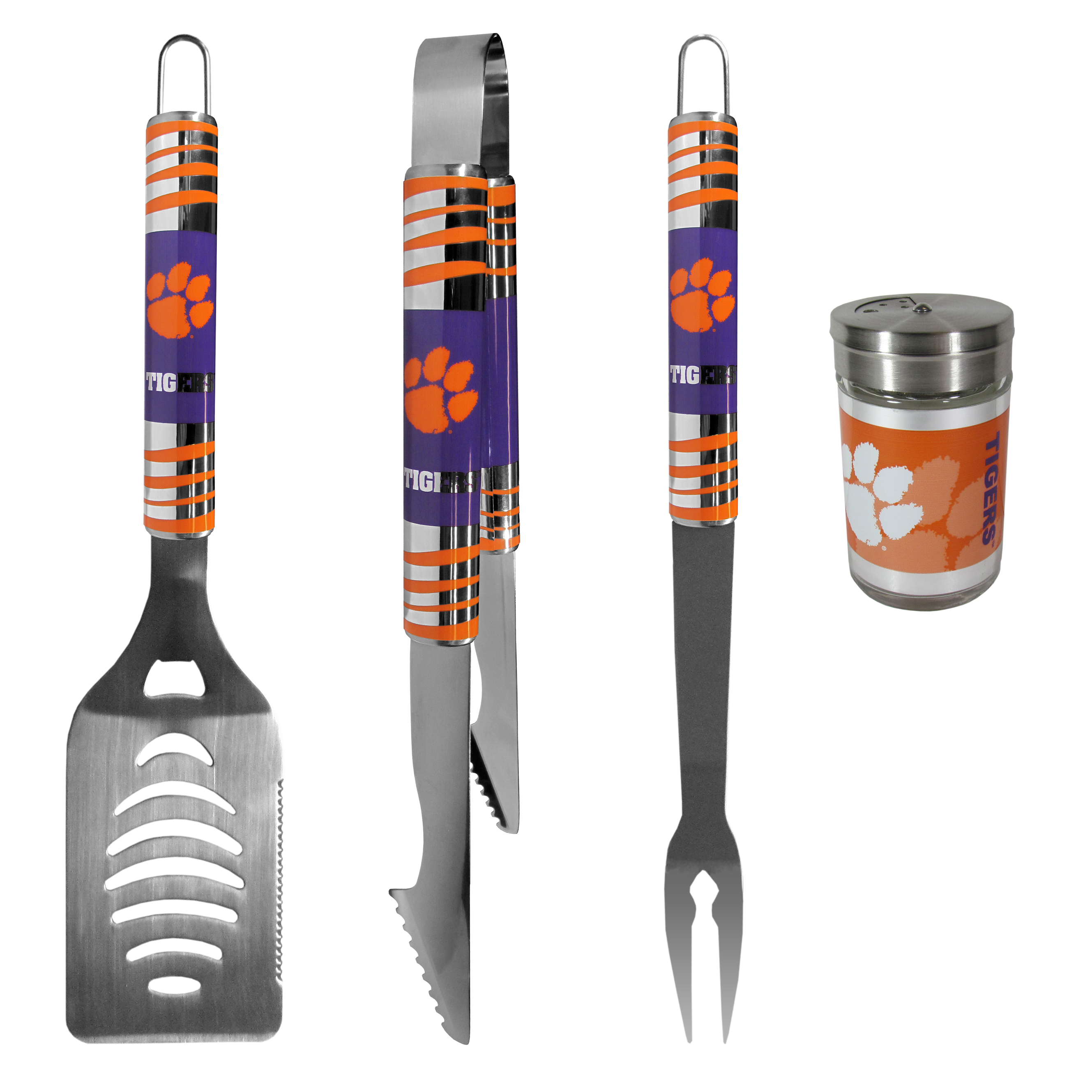 Clemson Tigers 3 pc Tailgater BBQ Set and Season Shaker    