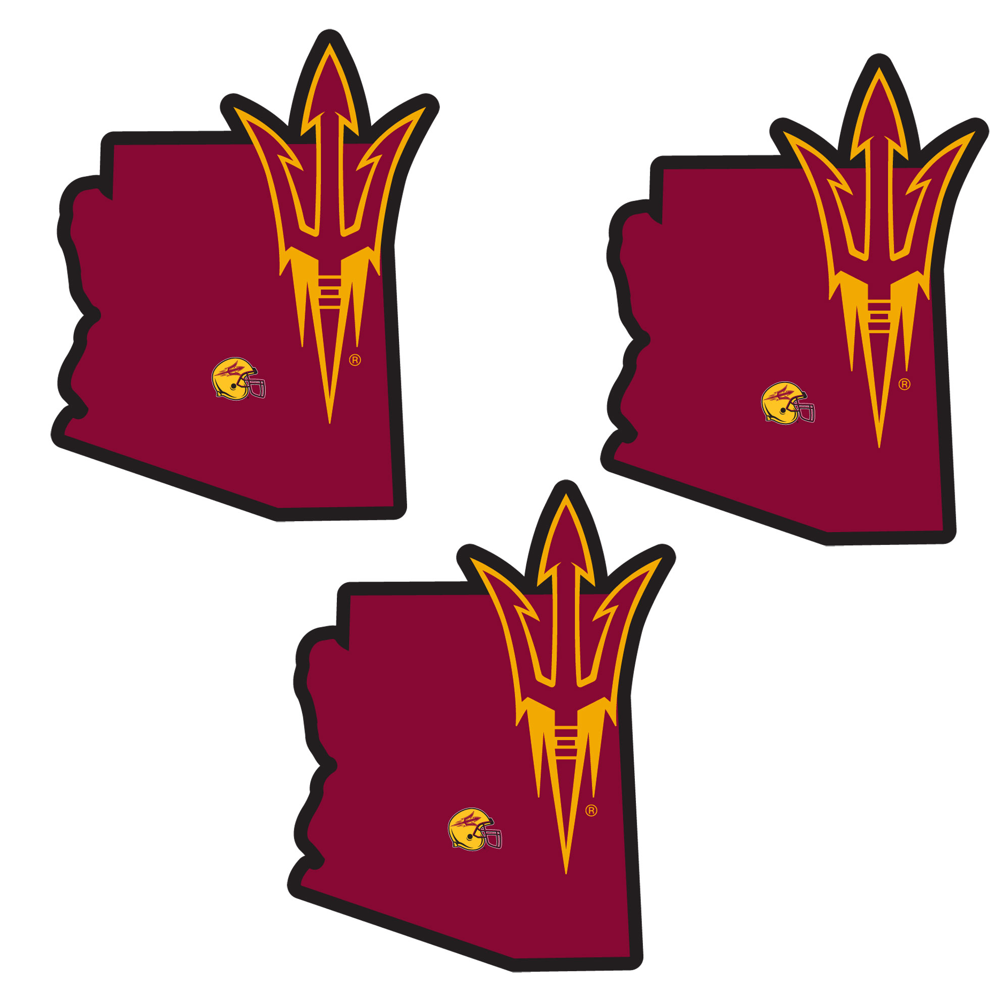 Arizona St. Sun Devils Home State Decal, 3pk    