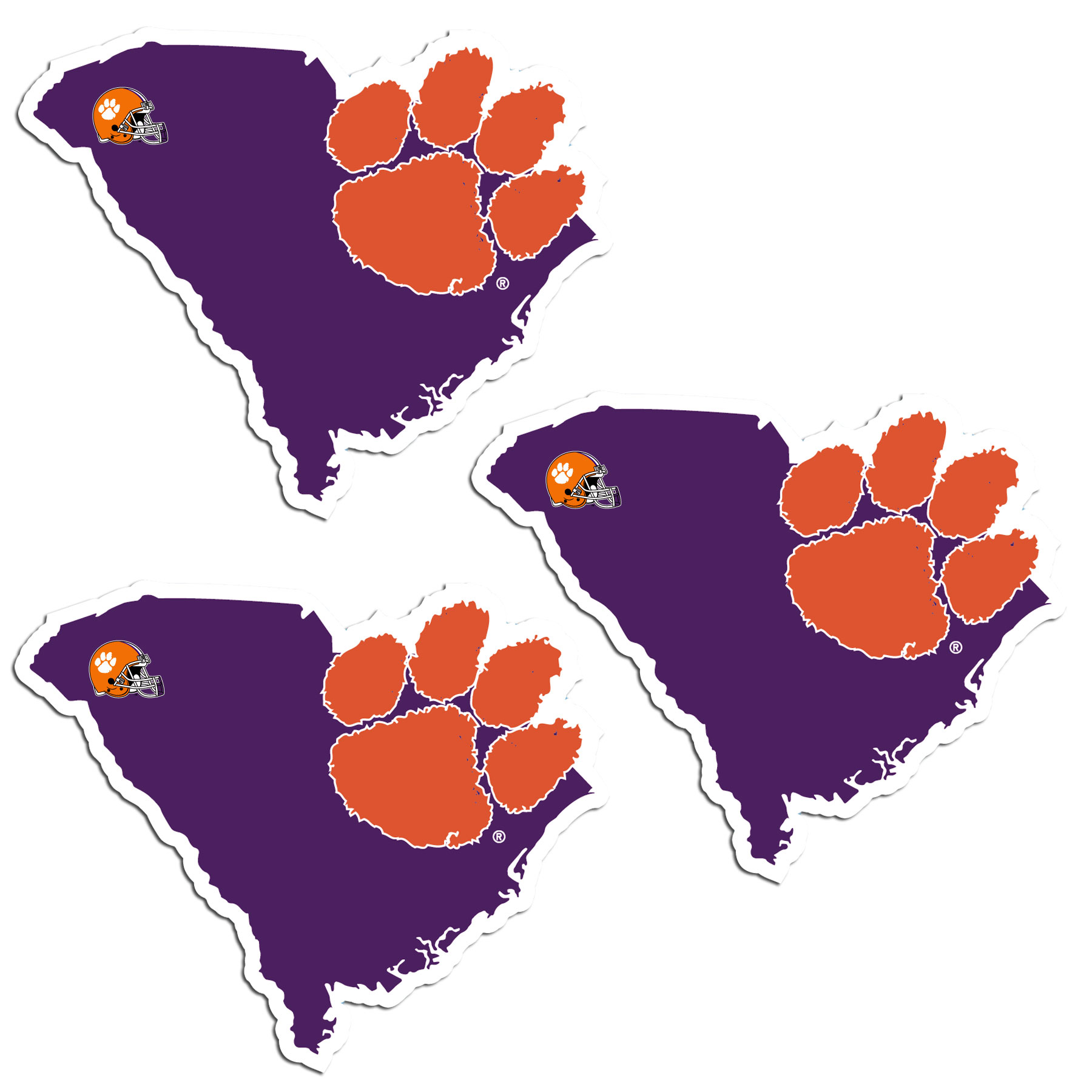 Clemson Tigers Home State Decal, 3pk    