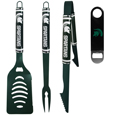 Michigan St. Spartans 3 pc Logo BBQ Tools w/Bottle Opener