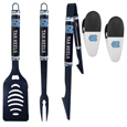 N. Carolina Tar Heels 3 pc Logo BBQ Tools w/Chip Clips
