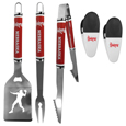 Nebraska Cornhuskers 3 pc Steel Logo BBQ Tools w/Chip Clips