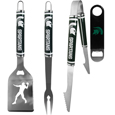 Michigan St. Spartans 3 pc Steel Logo BBQ Tools w/Bottle Opener