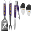LSU Tigers 3 pc Steel Logo BBQ Tools w/Chip Clips