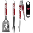 Oklahoma Sooners 3 pc Steel Logo BBQ Tools w/Bottle Opener
