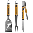 W. Virginia Mountaineers 3 pc Steel BBQ Tool Set