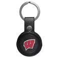 Wisconsin Badgers AirTag Compatible Leather Key Chain