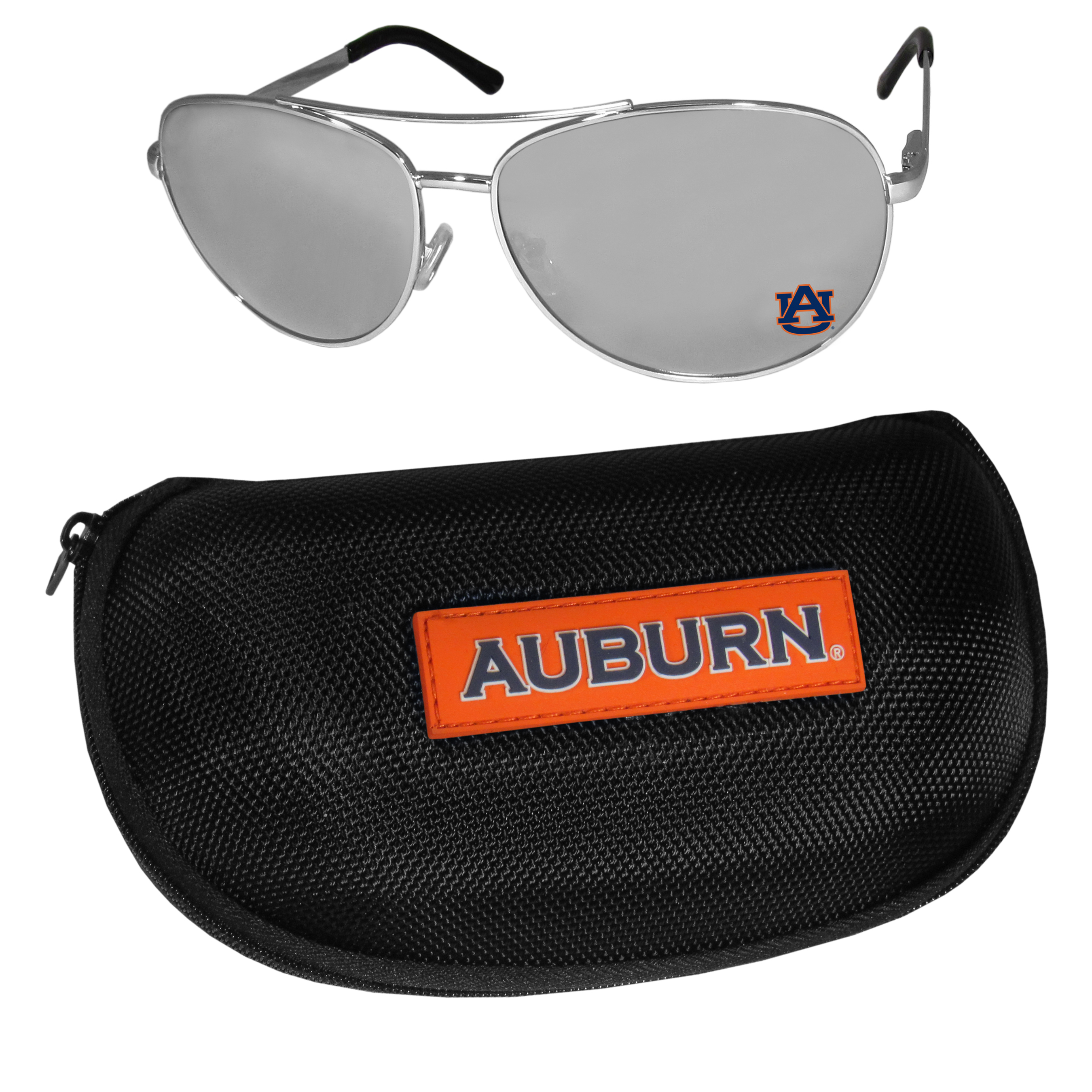 Auburn Tigers Aviator Sunglasses and Zippered Carrying Case