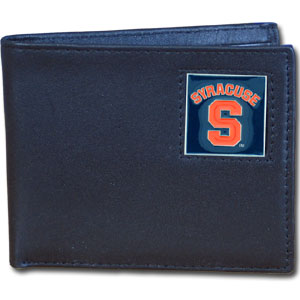 Syracuse Orange Leather Bi-fold Wallet Packaged in Gift Box    