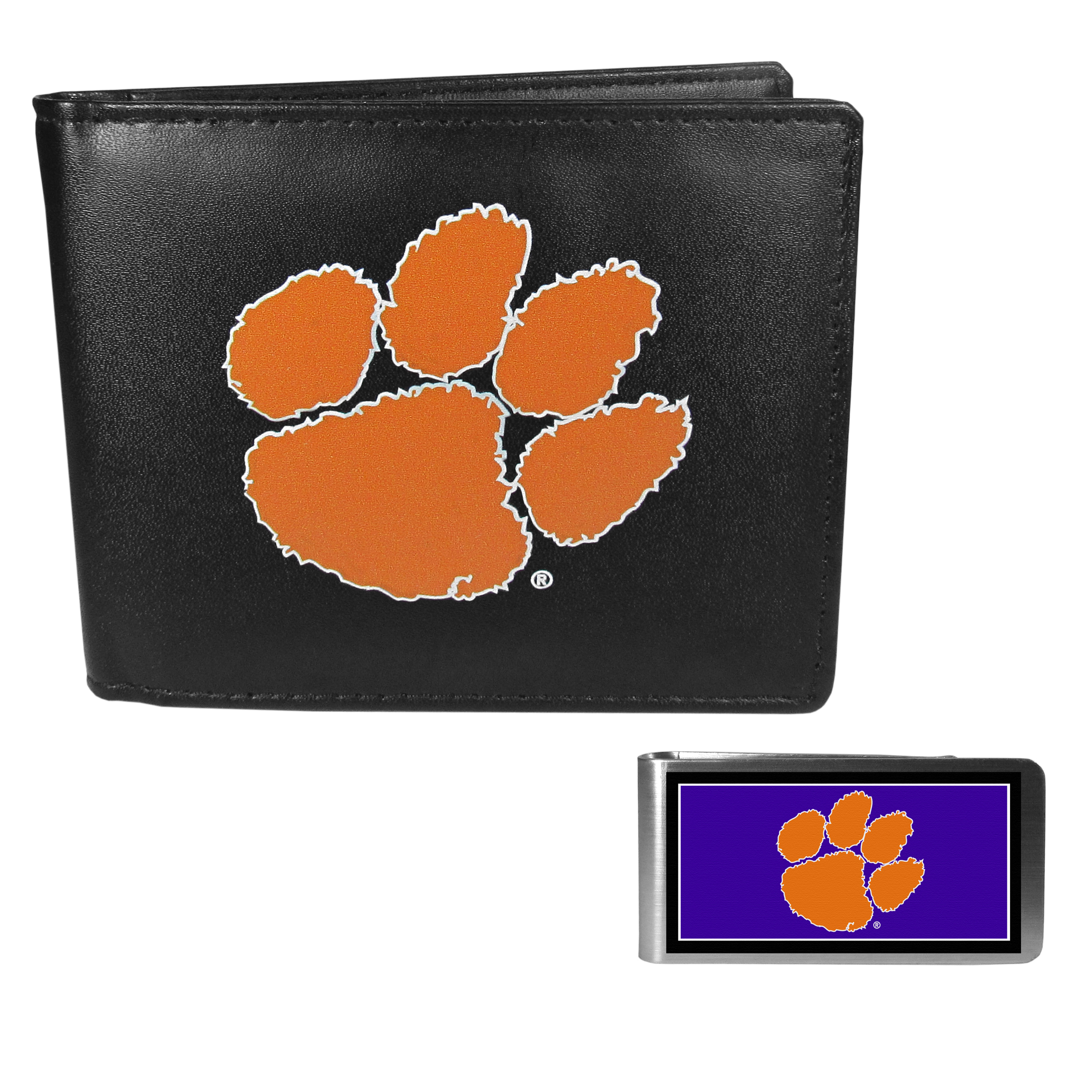 Clemson Tigers Bi-fold Wallet & Color Money Clip    