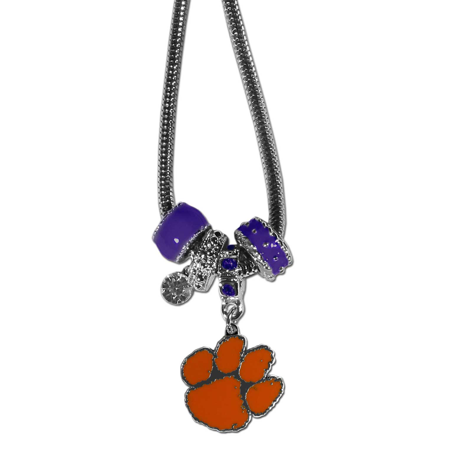 Clemson Tigers Euro Bead Necklace    