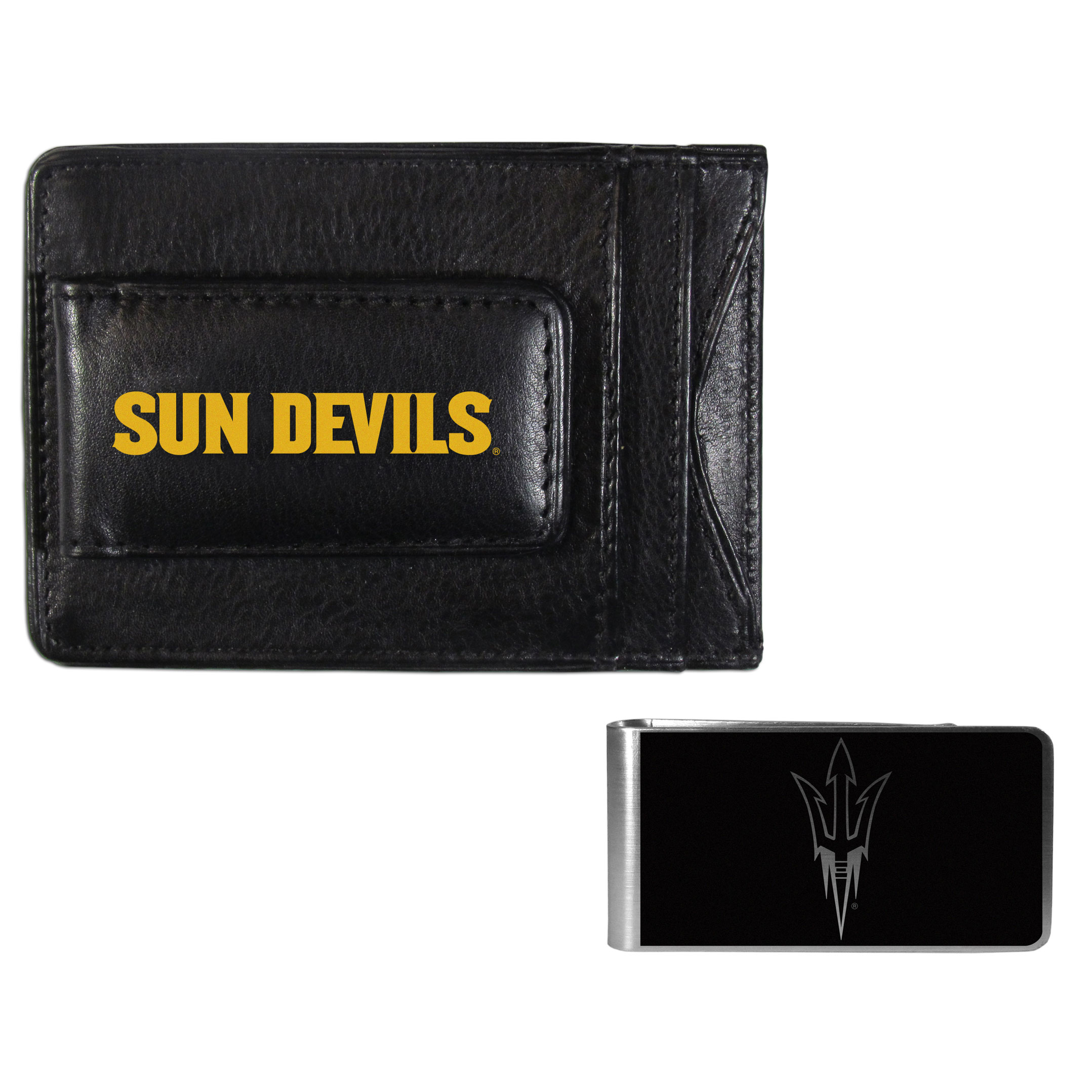 Arizona St. Sun Devils Leather Cash & Cardholder & Black Money Clip    