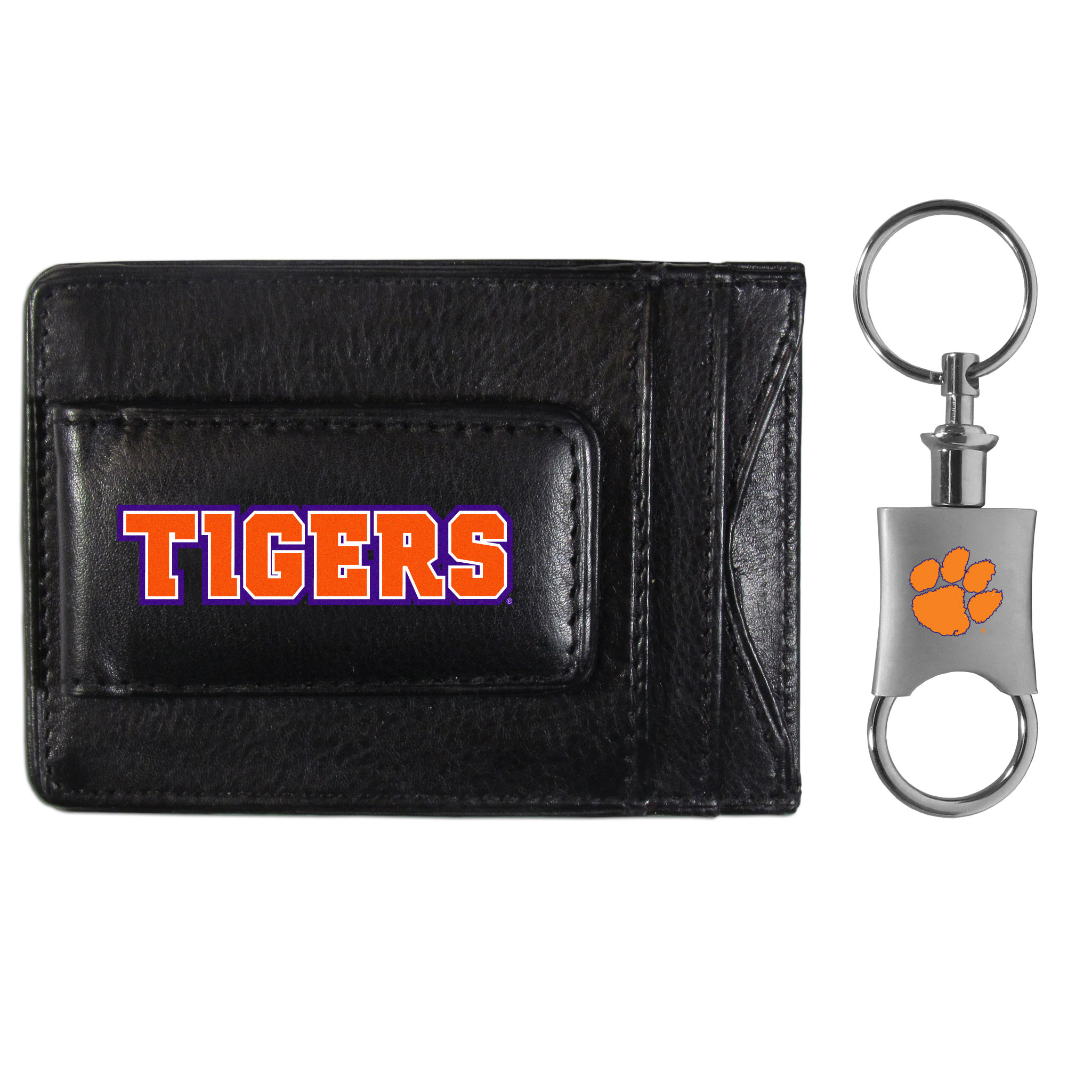 Clemson Tigers Leather Cash & Cardholder & Valet Key Chain    