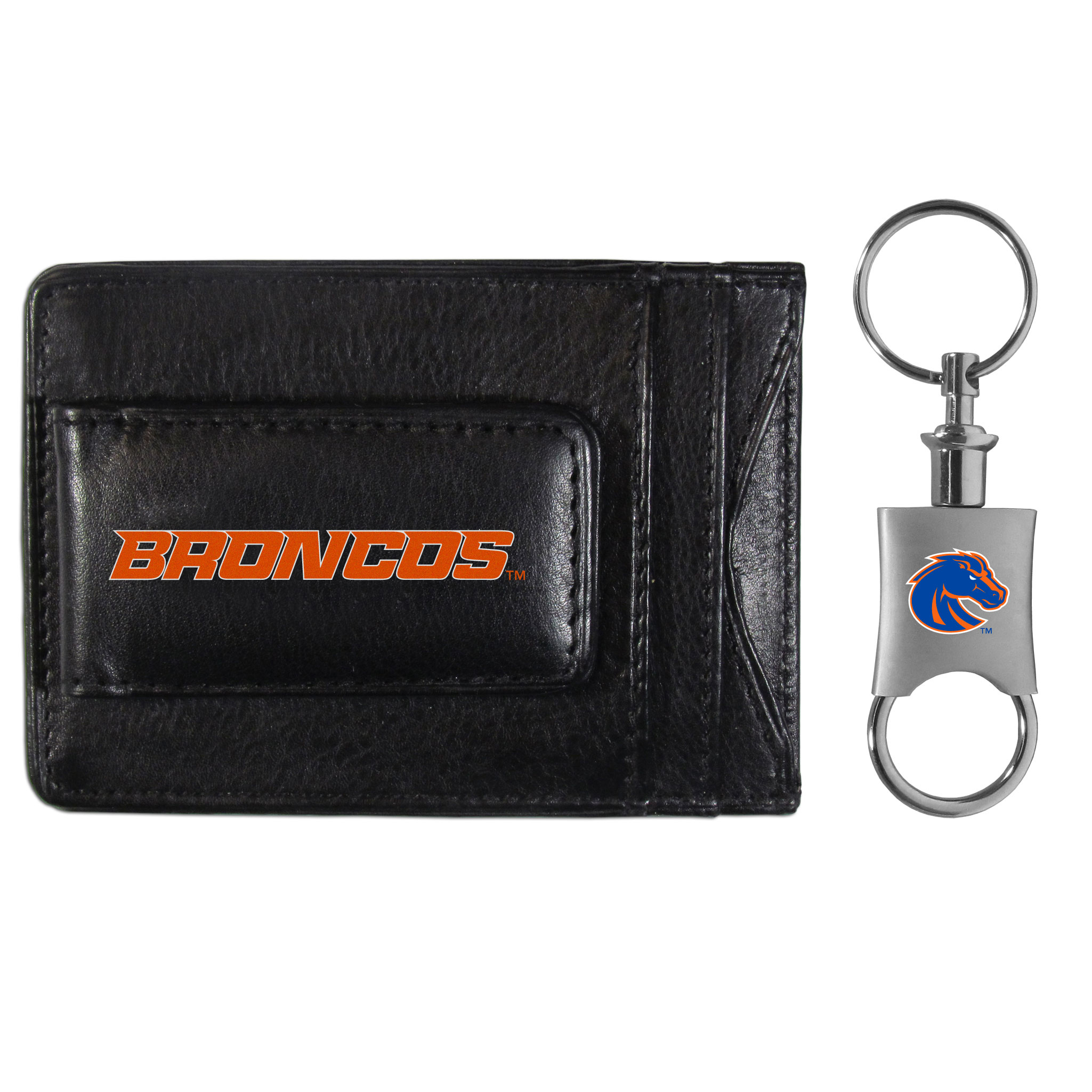 Boise St. Broncos Leather Cash & Cardholder & Valet Key Chain    