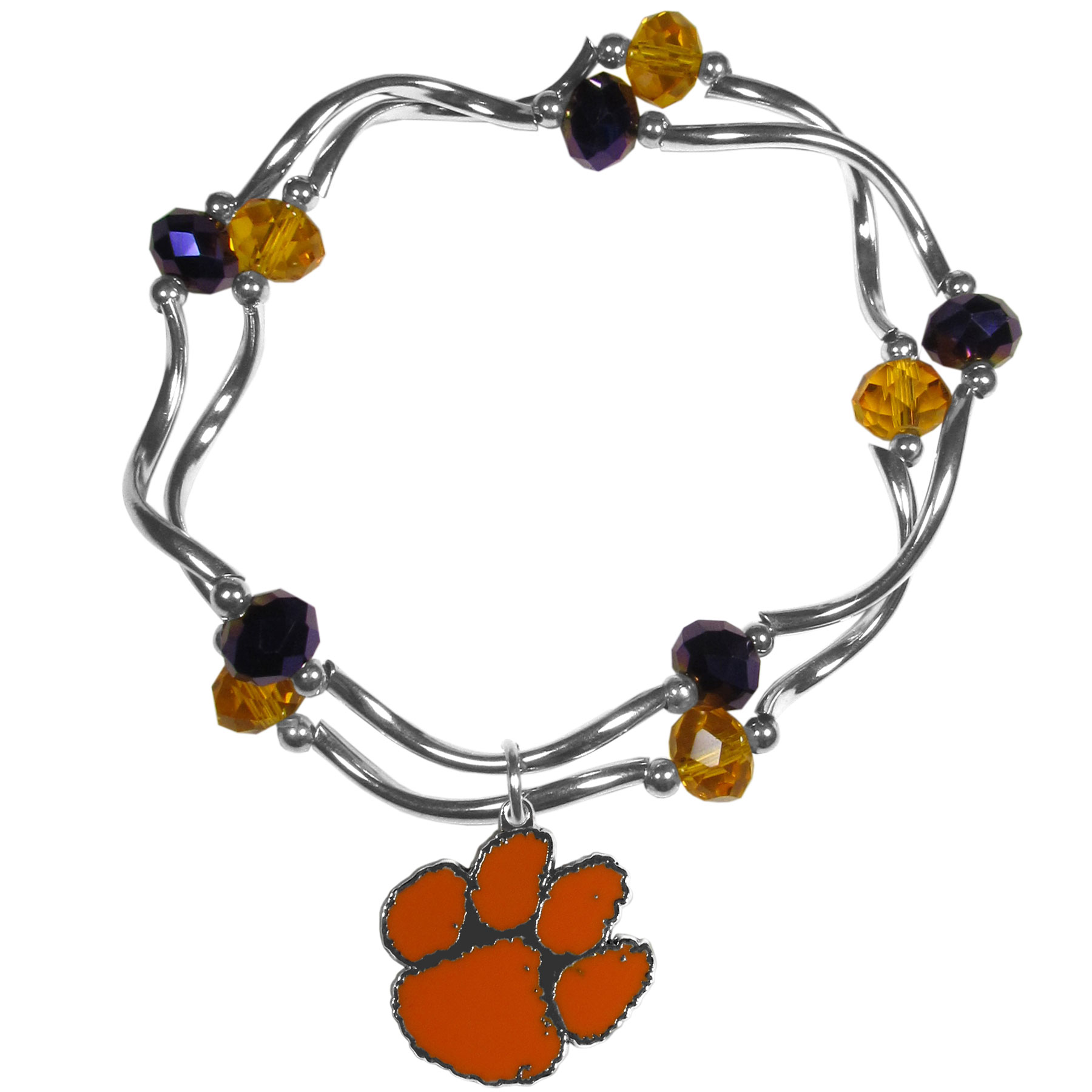 Clemson Tigers Crystal Bead Bracelet    