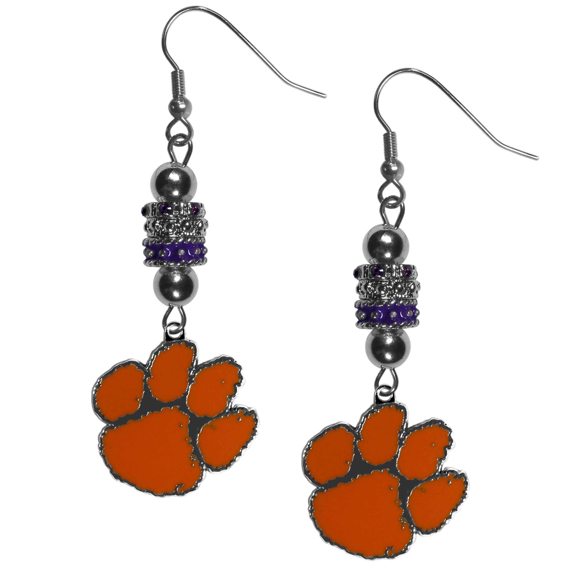 Clemson Tigers Euro Bead Earrings    