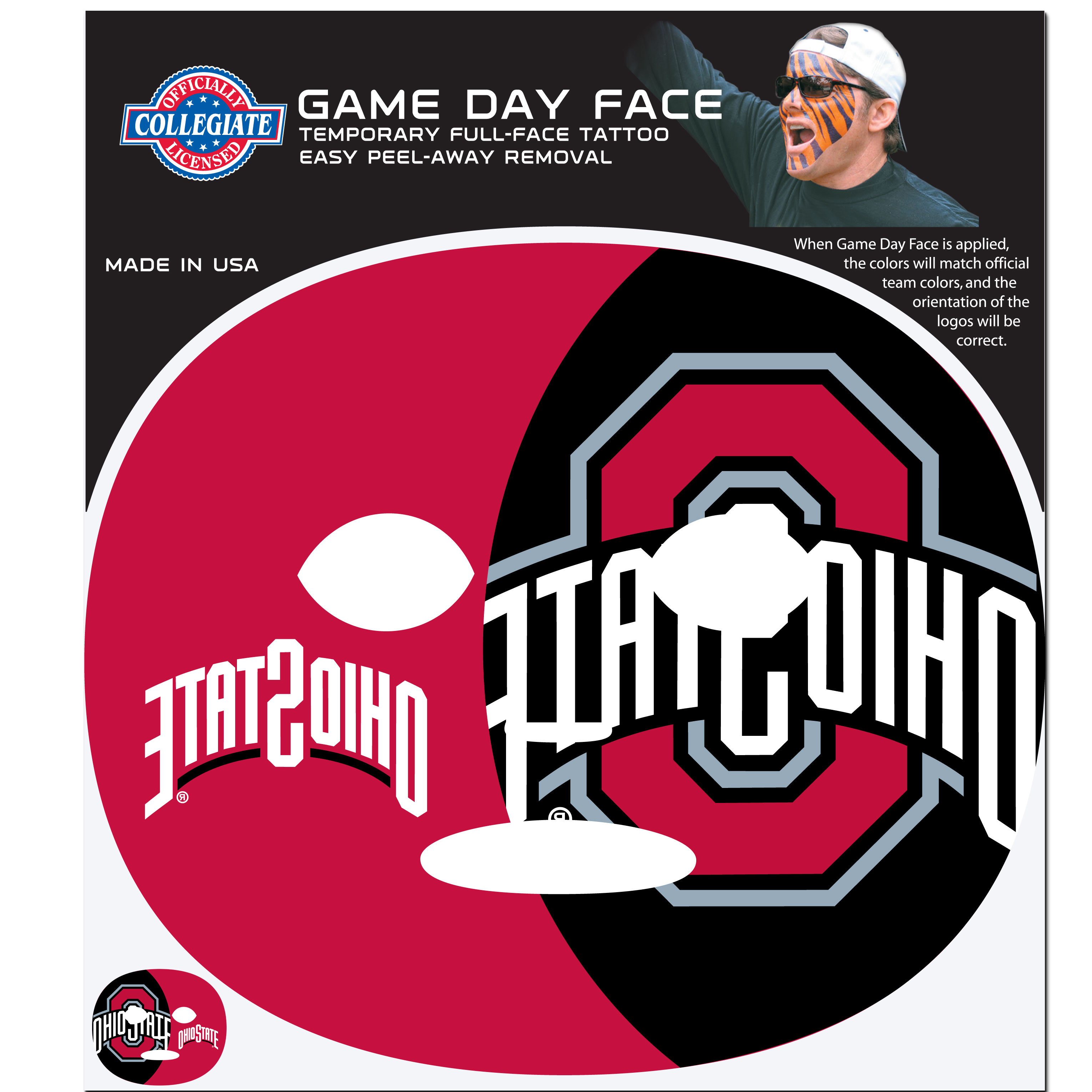 Ohio St. Buckeyes Game Face Temporary Tattoo    