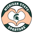 Michigan St. Spartans Heart Hands Decal