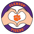 Clemson Tigers Heart Hands Decal