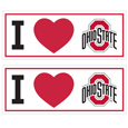 Ohio St. Buckeyes I Heart Bumper Style Decal, 2 pack