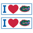 Florida Gators I Heart Bumper Style Decal, 2 pack