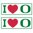 Oregon Ducks I Heart Bumper Style Decal, 2 pack