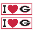 Georgia Bulldogs I Heart Bumper Style Decal, 2 pack