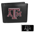 Texas A & M Aggies Leather Bi-fold Wallet & Black Money Clip