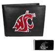 Washington St. Cougars Leather Bi-fold Wallet & Black Money Clip