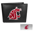 Washington St. Cougars Leather Bi-fold Wallet & Money Clip