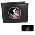 Florida St. Seminoles Leather Bi-fold Wallet & Black Money Clip
