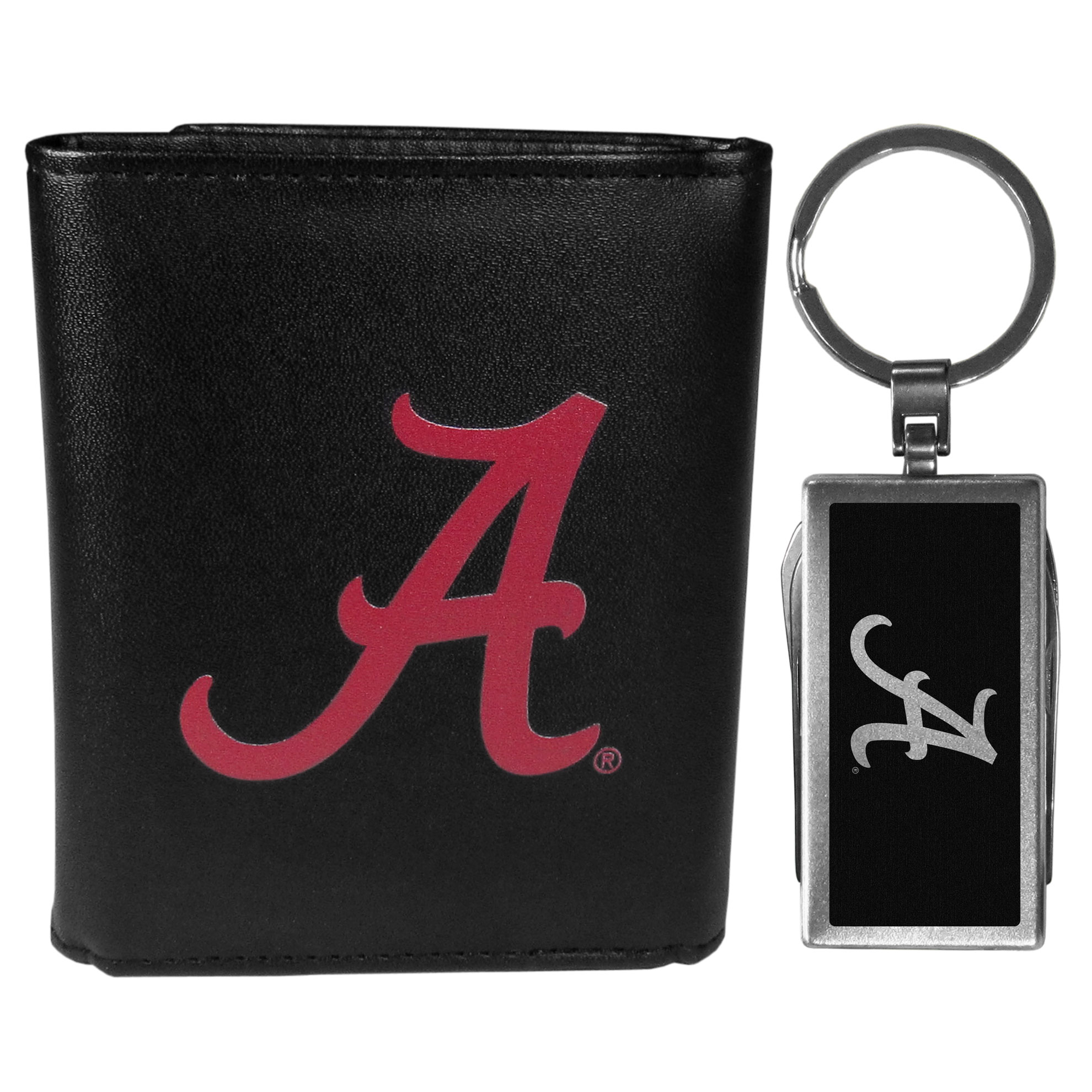 Alabama Crimson Tide Tri-fold Wallet & Multitool Key Chain, Black    